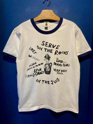 EDWARD LOW ”IN THE JUG" Ringer Tee (WHITE×NAVY)