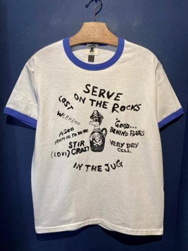EDWARD LOW ”IN THE JUG" Ringer Tee (WHITE×BLUE)