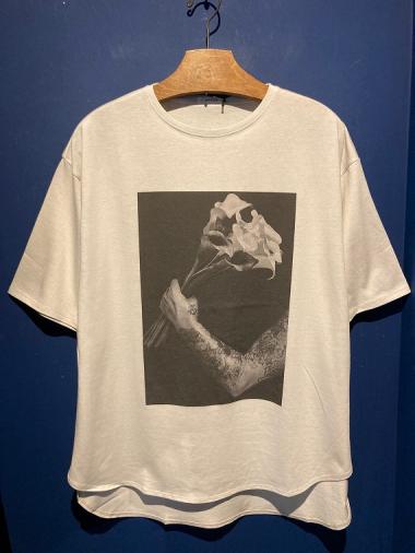 GAVIAL / s/s tee “flower and arm” (greige)