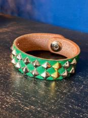 GAVIAL / two line studs wristband”Diago” (GREEN)