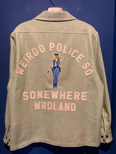 WEIRDO  POLICE SQ - L/S WORK SHIRTS (GREEN)