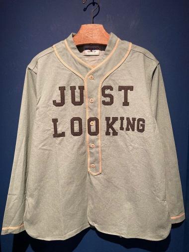 WEIRDO / JUST LOOKING - L/S BASE BALL SHIRTS (GRN)