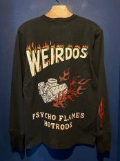 WEIRDO  PSYCHO FLAMES - L/S HENRY T-SHIRTS (BLACK)