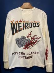 WEIRDO  PSYCHO FLAMES - L/S HENRY T-SHIRTS (WHITE)